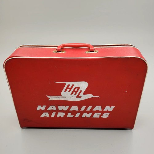 Rare Vintage 1960s Hawaiian Airlines Red Small Hard Suitcase Bag