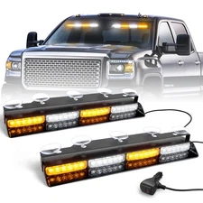 Emergency Strobe Light Bar 2x16.8" Amber White Safety LED Warning Hazard Traffic