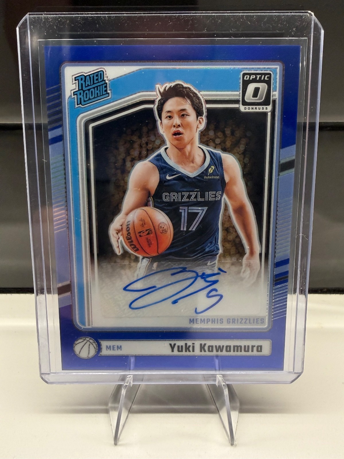 2024-25 Donruss Optic Yuki Kawamura Blue Rated Rookie Signature Prizm 8/49 #334