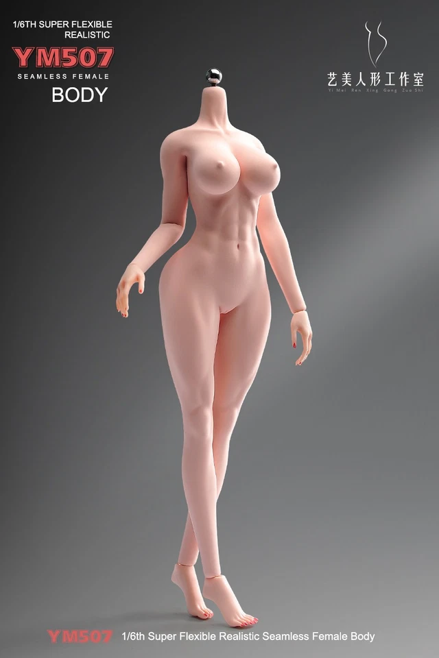 YM507 1/6 Large Breast Muscle Girl 12" Female Action Figure Body Hands Foot Toys - Image 3 of 4