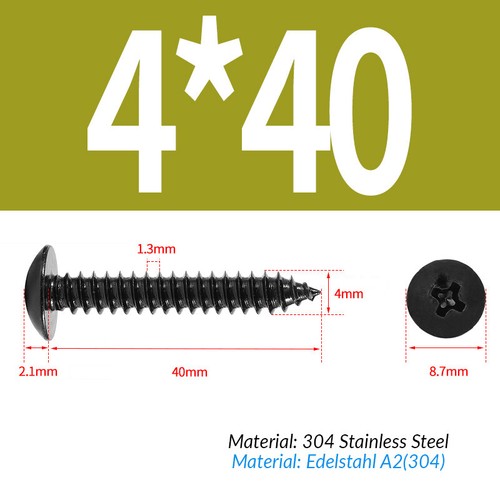 Black A2 Stainless Steel Phillips Pan Head Self Tapping Screws Tappers Pozi Pili - Picture 8 of 57