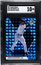 2021 Panini Mosaic #162 Ken Griffey Jr. BLUE REACTIVE PRIZM SGC 10 GEM MINT