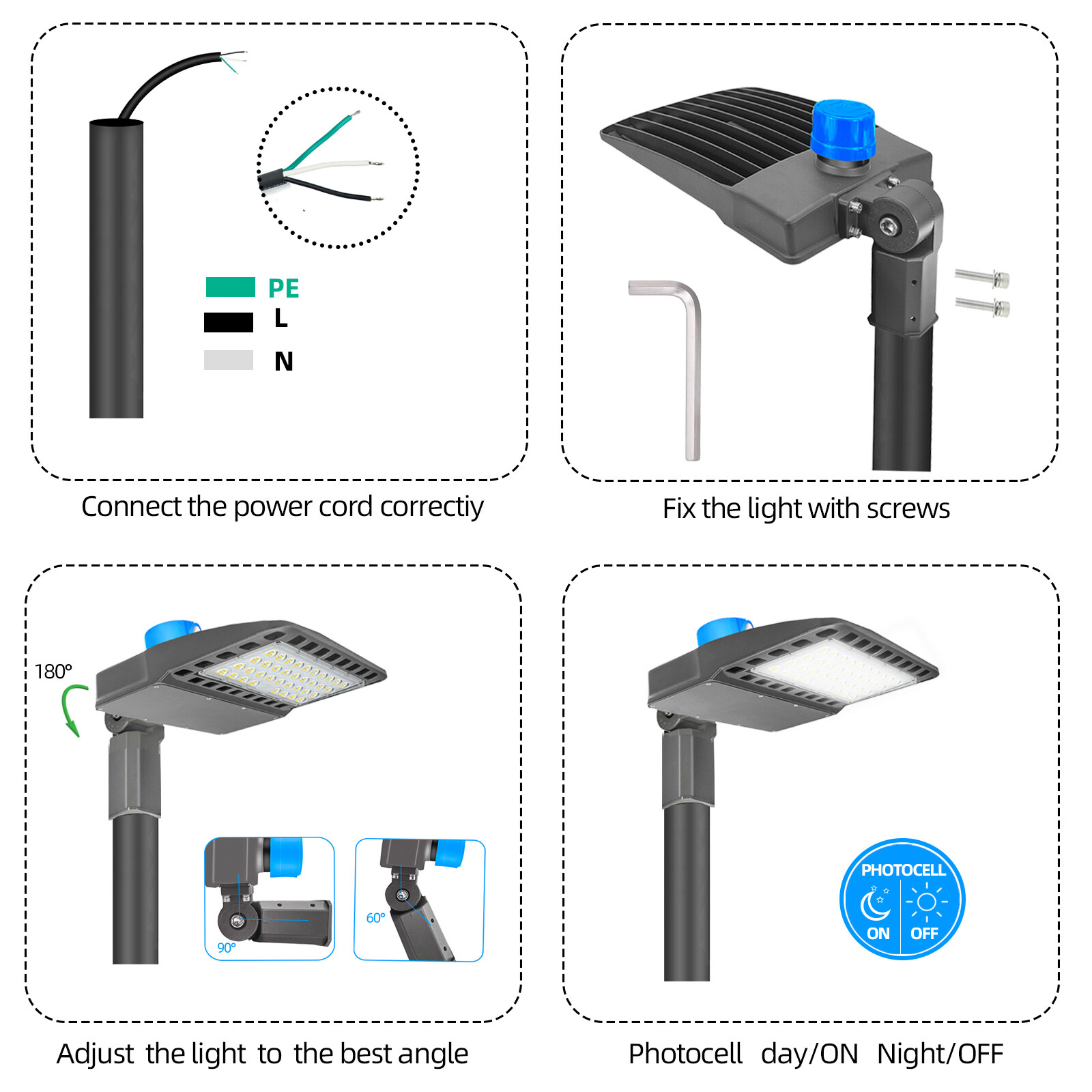 Led Parking Lot Area Llght Fixture Daylight 200/300W Led Shoebox Pole
