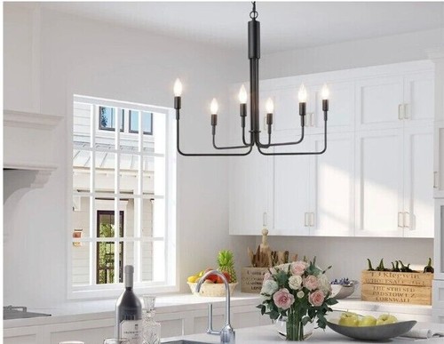 LNC TRADITIONAL MODERN FRENCH PARLOR CHANDELIER 6LIGHTS BLACK - Picture 3 of 9