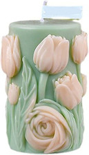 3D Flower Tulip Peony Cylinder Silicone Wave Spiral Candle Mold - Silicone Resin