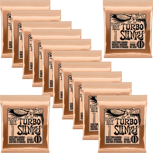 12-Pack Ernie Ball 2224Turbo Slinky Nickel Wound Electric Guitar String, 9.5-46