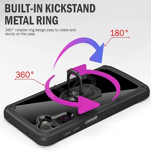 Für Samsung Galaxy A14 5G Clear Hybrid mit 360° Ring Ständer Hard Back Case Cover - Bild 8 von 53