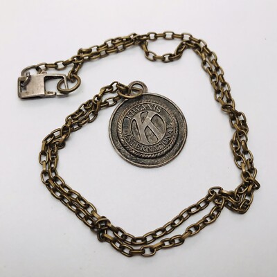 20  ANTIQUE GOLD FILLED KIWANIS INTERNATIONAL NECKLACE ARTISAN MADE