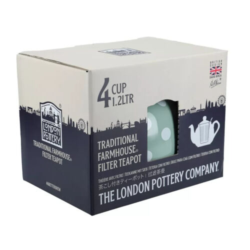 London Pottery Farmhouse Filter 4 Cup Teapot Green With White Spots - Picture 4 of 6