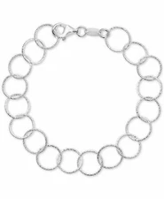 Giani Bernini Textured Round Link Bracelet in Sterling Silver MSRP $75