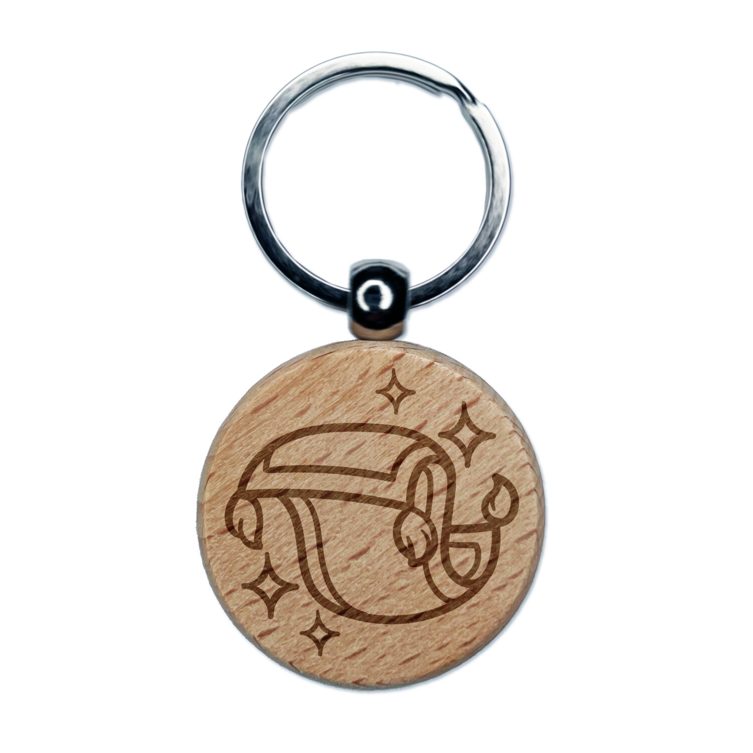 Magic Flying Carpet Fantasy Engraved Wood Round Keychain Tag Charm