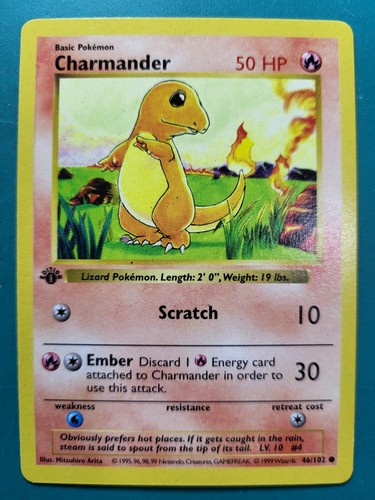1999 Pokemon Base 1st Edition #46 Charmander dicker Stempel Pokemon Gaming - Bild 4 von 16
