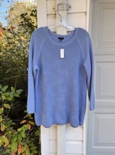 NWT Talbots Pretty  Fun Weave Light Blue 100 Cotton Long Sleeve Sweater 3X