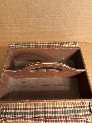 Early 19th Century Cutlery Tote W Great Lg Dovetail Construction, Red- Brown - Picture 2 of 11