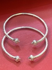 Classic Ball Ends Solid .925 Sterling Silver West-Indian Bangle Kid Set 17.4 G