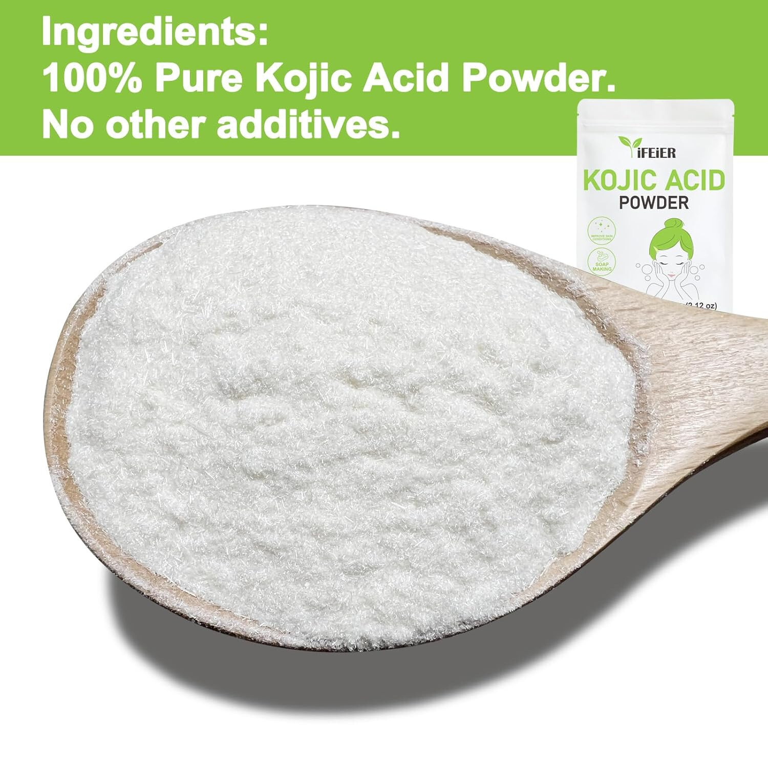 Pure Kojic Acid Powder 60g (2.12oz) for Skincare Products & Homemade Cosmetics