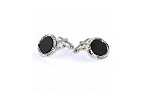 Fantastic Cufflinks In 935 Argentium Silver Fantastic Round Cut Black Onyx Men's