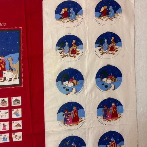 Nativity Advent Calendar Christmas Panel Vintage Cotton Quilt Fabric #115 - Picture 3 of 7