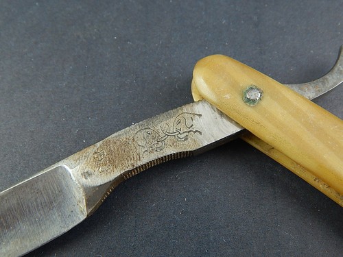 ANTICO RASOIO A MANO 2 ELEFANTI CURTEN W LAMA SOLINGEN MANICO OSSO COLLEZIONE - 第 5/6 張圖片