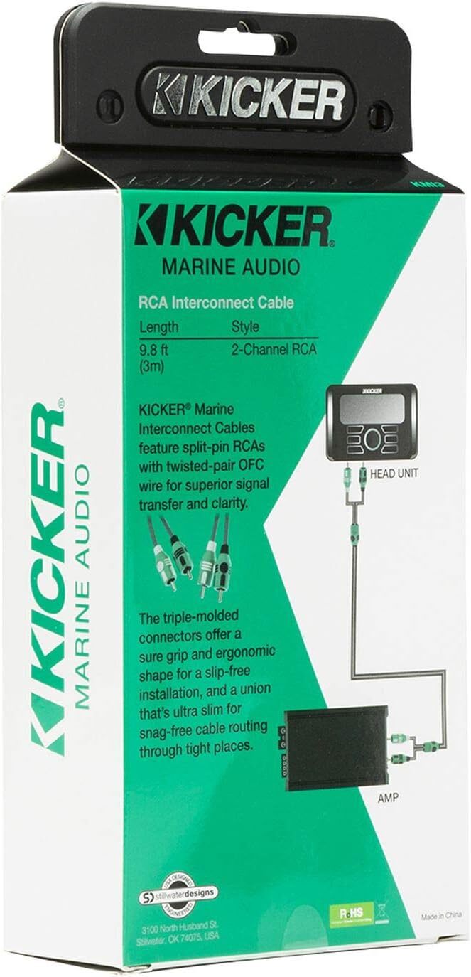 Морской 2-канальный аудиосигнальный кабель OFC RCA длиной 98 футов длиной 3 метра KICKER 47KMI3 KMI3