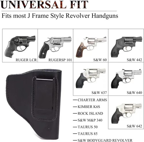 2X Tactical Leather IWB Gun Holster Concealed Carry J Frame Revolver UNIVERSAL - Picture 6 of 11