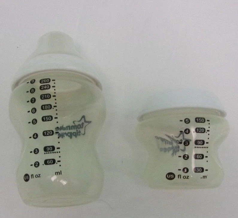 Lote de 2 mamadeiras Tommee Tippee alimentação de berçário com tampa 4 oz e 8 oz - Imagem 2 de 4