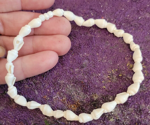 Anklet Hawaiian White Nassa Sea Shell - Surfer Island Beach Rare Unique 9 1/2"