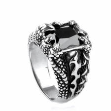Vintage Dragon Claws Black CZ Ring Stainless Steel Gothic Men's Ring Size 7-17