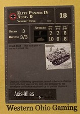 Axis Allies Miniatures Elite Panzer IV Ausf. D 28 STAT CARD ONLY USED A A Minis