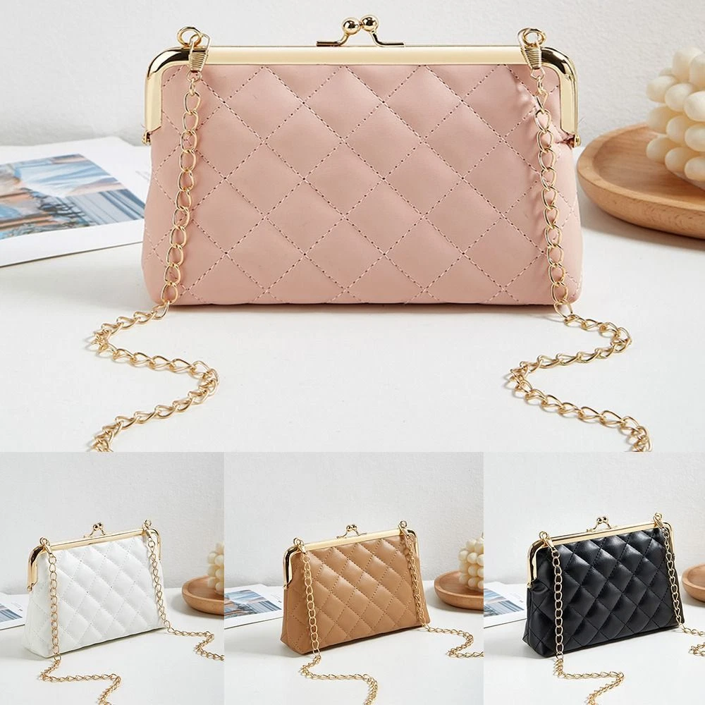 Diamond Stripe Crossbody Bag PU Leather Hand Purse Fashion Handbag for Women