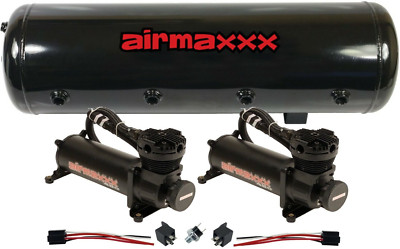 airmaxxx Dual 480 Black Compressors w/8 Gallon 9-Port Tank 200 PSI Air Ride