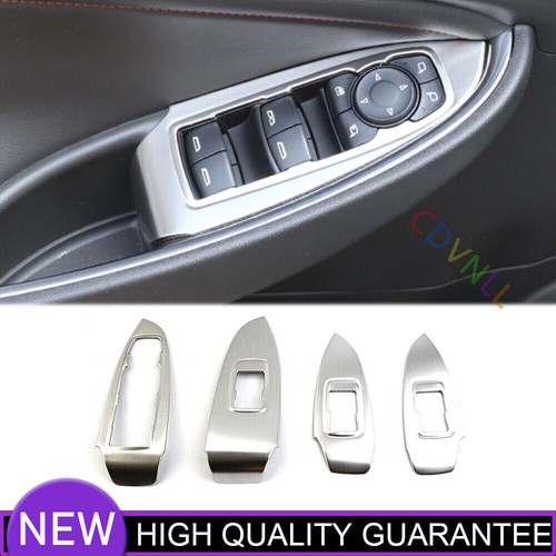 4X Door Window Lift Switch Cover Trim For Chevrolet Malibu 2016-24 Silver Steel - Picture 1 of 16