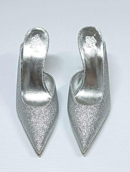 Gia Borghini Women's Abella Glitter Pointed Toe Heel Mules