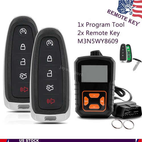 2 Smart Remote Key Fob & OBD Programmer For 11-15 Ford Explorer Edge Lincoln MKX - Picture 1 of 9
