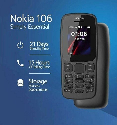 Nokia 106 Basic Mobile Phone Unlocked Dual Sim Handset Simfree Cell New UK - 第 3/23 張圖片