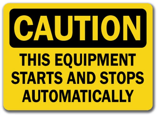 SIGNMISSION Caution Sign - This Equip. Starts & Stops Automatically - 10x14 OSHA Safety Sign