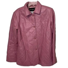 MetroStyle Pink Leather Quilted Blazer Jacket Size Womens Medium