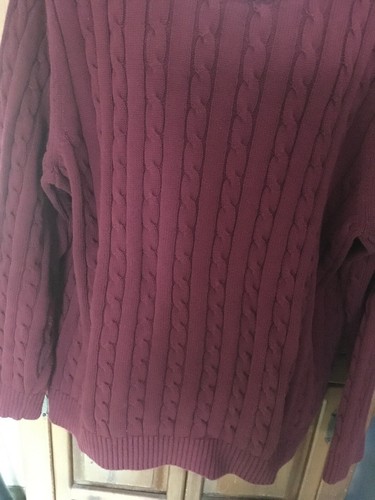 LL Bean Mens 2XLT Sweater Cable Knit Crewneck 100% Cotton - Picture 3 of 4