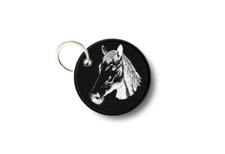 Keychain Round Printed Double-Sided Horse Equestrian Ref4