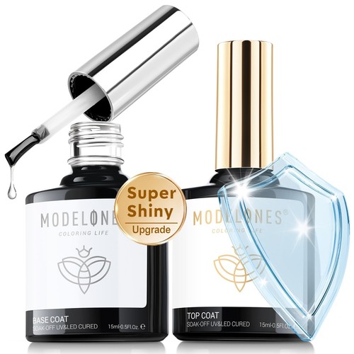 Gel Top Coat, 15Ml No Wipe Clear Glossy Gel Base and Top Coat Set, Soak off Nail