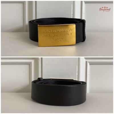 Authentic Dolce & Gabbana Dark Brown Leather Gold Logo