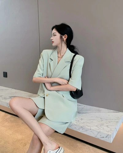 New Hot Women's Summer Suit Fashion Loose Thin Blazer Shorts Two-piece Set - Picture 12 of 28