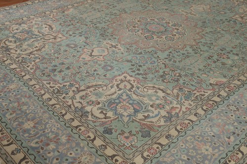 Green Floral Wool Traditional Area Rug 10x13 ft Hand-knotted for Living Room - Picture 7 of 22