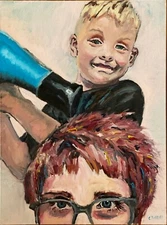 "Pandemic Hair Stylist." Original Oil Painting