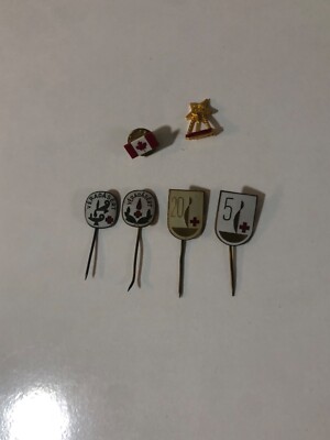 Vintage Red Cross Pins Badges Blood Donor Hungary  Canadian Maple Leaf Flag Pin