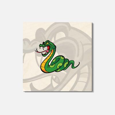 Angry Snake Animal 4'' X 4'' Square Wooden Coaster