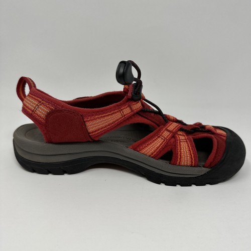 Sandalias deportivas para mujer Keen Venice rojas naranjas a rayas impermeables talla 7 - Imagen 5 de 10