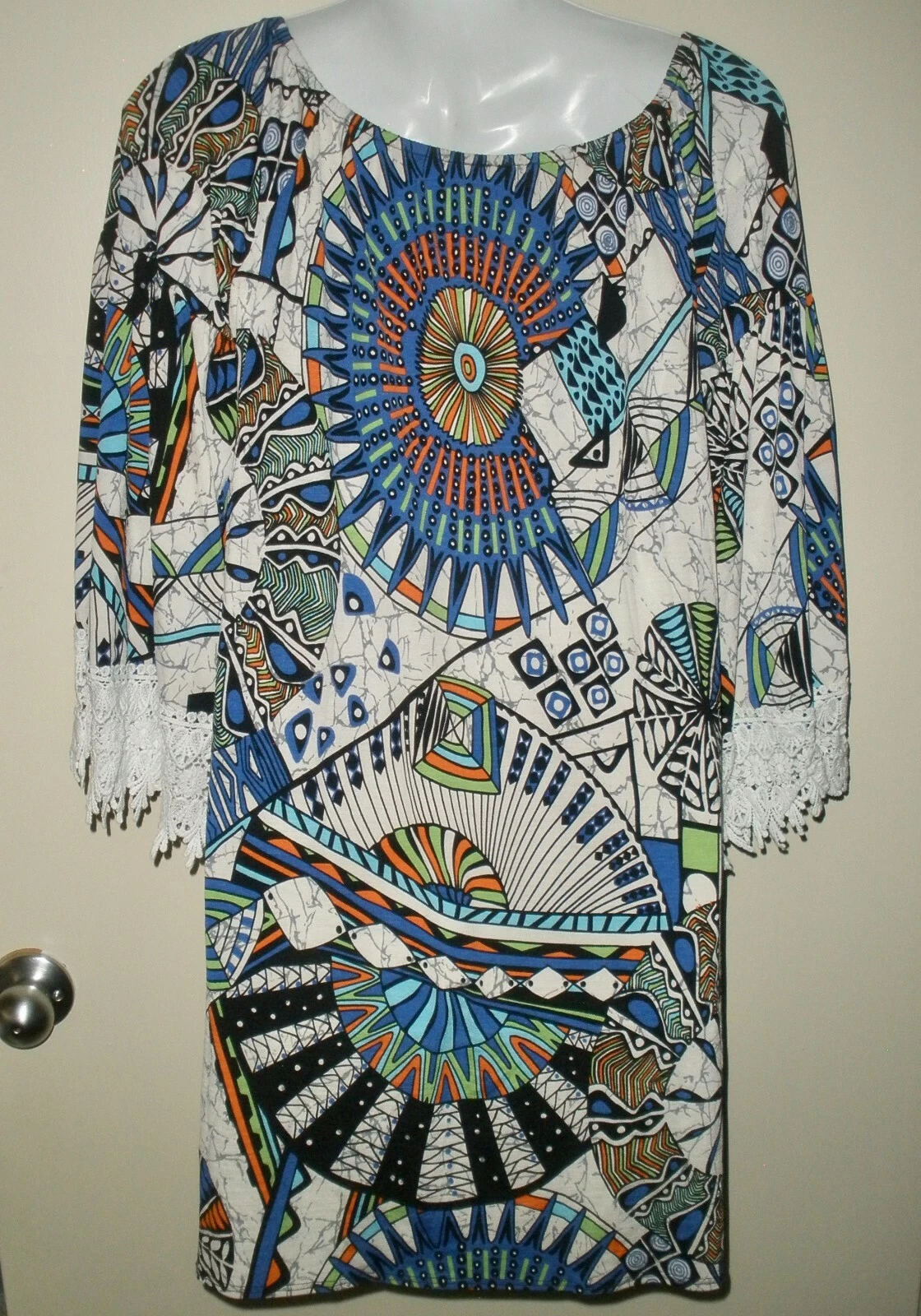 VETEMENTS #1264 Abito S Fashion Express Faraday Mandala Elasticizzato Boho Hippie GoGo Luminoso