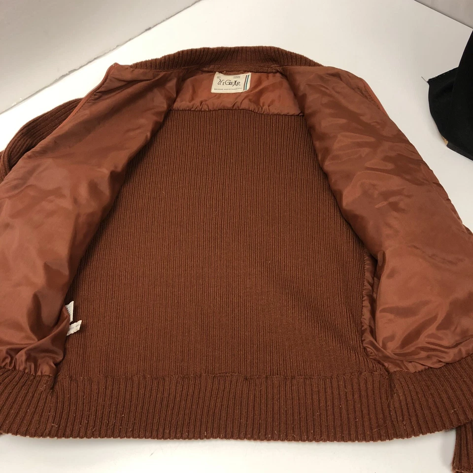 De Colección 60’s Hi Gear Hombres ÓXIDO Gamuza MoD Abrigo Tejido Gaucho Cuero Retro Chaqueta XL Foto 2 de 4