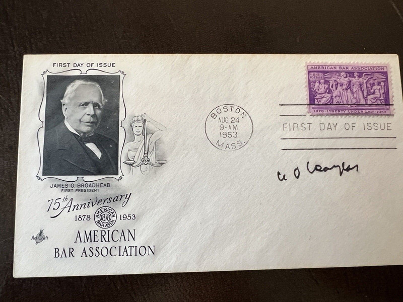 W O DOUGLAS SUPREME COURT JUSTICE SIGNED FDC AMERICAN BAR ASSOCIATION